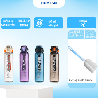 Bình nước thể thao SPORT 1000ml kèm dây đeo mang đi tập gym đi làm tiện lợi dung tích lớn, bình nhựa uống nước thể thao