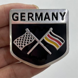 Tem Logo Nhôm hình lá Cờ nước Đức - GERMANY - Dán trang trí Ô tô xe máy laptop