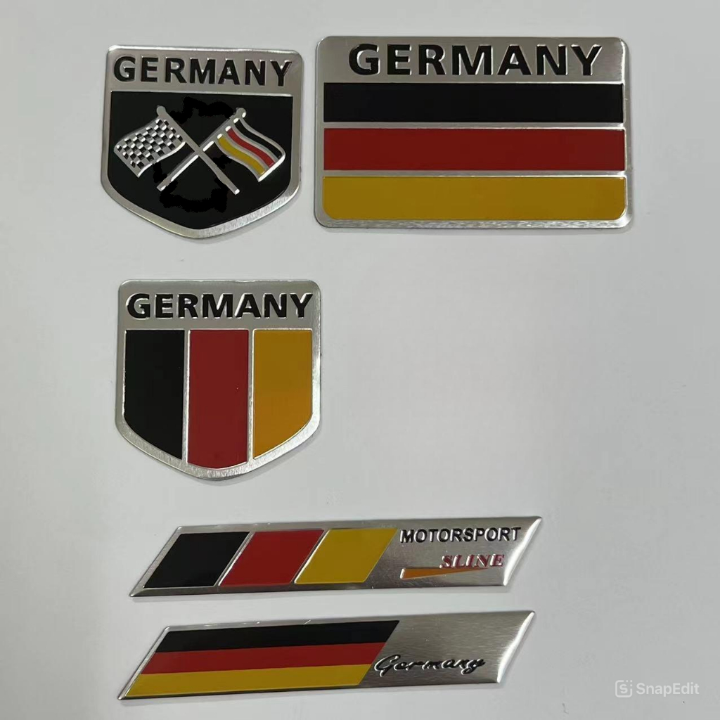Tem Logo Nhôm hình lá Cờ nước Đức - GERMANY - Dán trang trí Ô tô xe máy laptop
