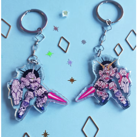 Gundam Unicorn Keychain, Mobile Suit Gundam // Transparent Acrylic Keychain