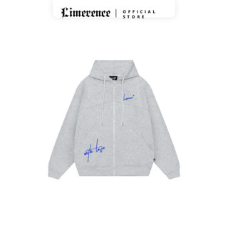  Áo Khoác Hoodie Zip LIMERENCE Letter nỉ bông xám tiêu oversized nam nữ form BOXY Localbrand 