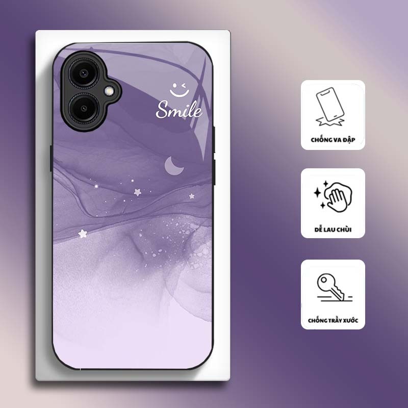 Ốp Lưng cho SAMSUNG A06, A06 5G Mặt kính cường lực, cao cấp HOẠ TIẾT HOA GREEN