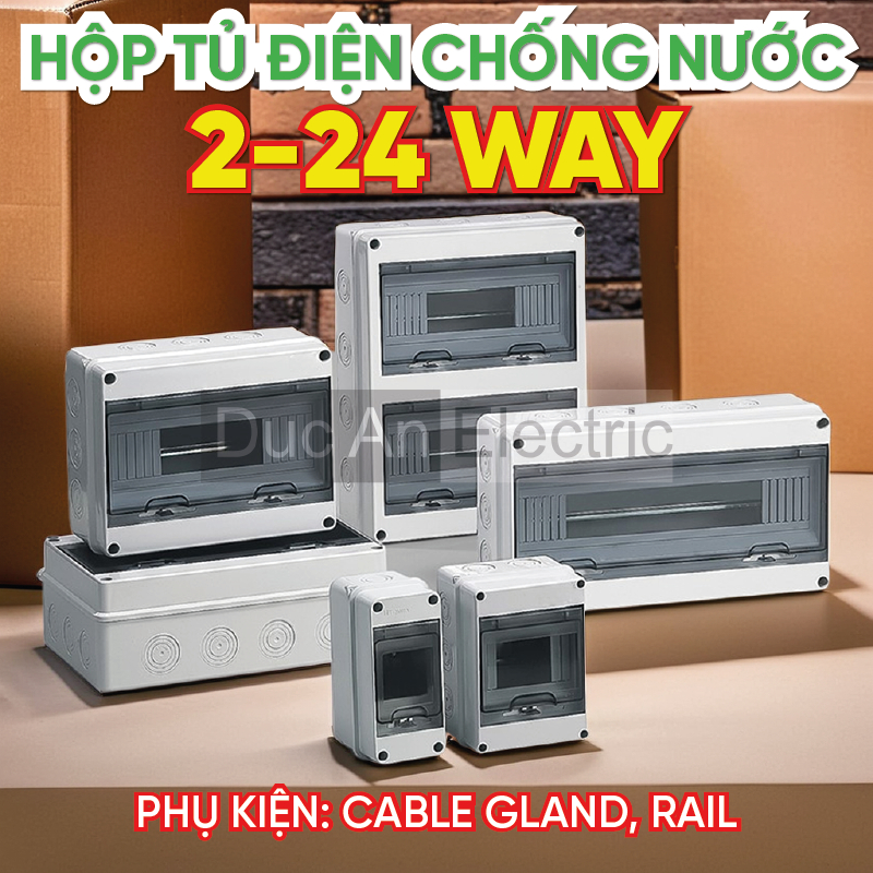 Tủ điện phân phối 2 WAY, 3 WAY, 5 WAY, 8 WAY, 12 WAY chống nước và chống bụi chuẩn IP65 (HT Series) 