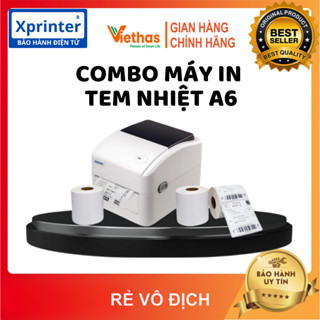 Combo máy in tem nhiệt, in đơn hàng TMĐT Xprinter XP 420B cổng USB + LAN và 3 cuộn decal nhiệt A6