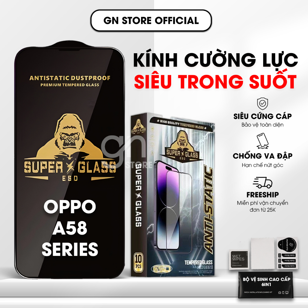 Kính cường lực Oppo A58 4G / A58 5G full màn, bảo vệ màn hình - GN STORE