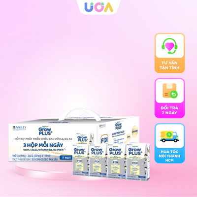 [Thùng 24 hộp] Sữa tươi Nutifood pha sẵn GrowPLUS+ Bạc hộp 110ml cho bé 12m+
