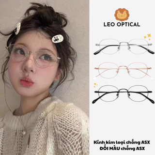 Kính mắt gọng kim loai oval bầu dục dáng nhỏ LEO OPTICAL 90076