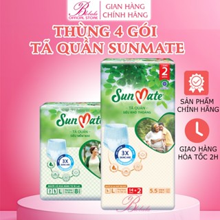 SỈ THÙNG 4 GÓI Tã quần người già Sunmate gói lớn size M18/ L16/ XL14/ L14 miếng