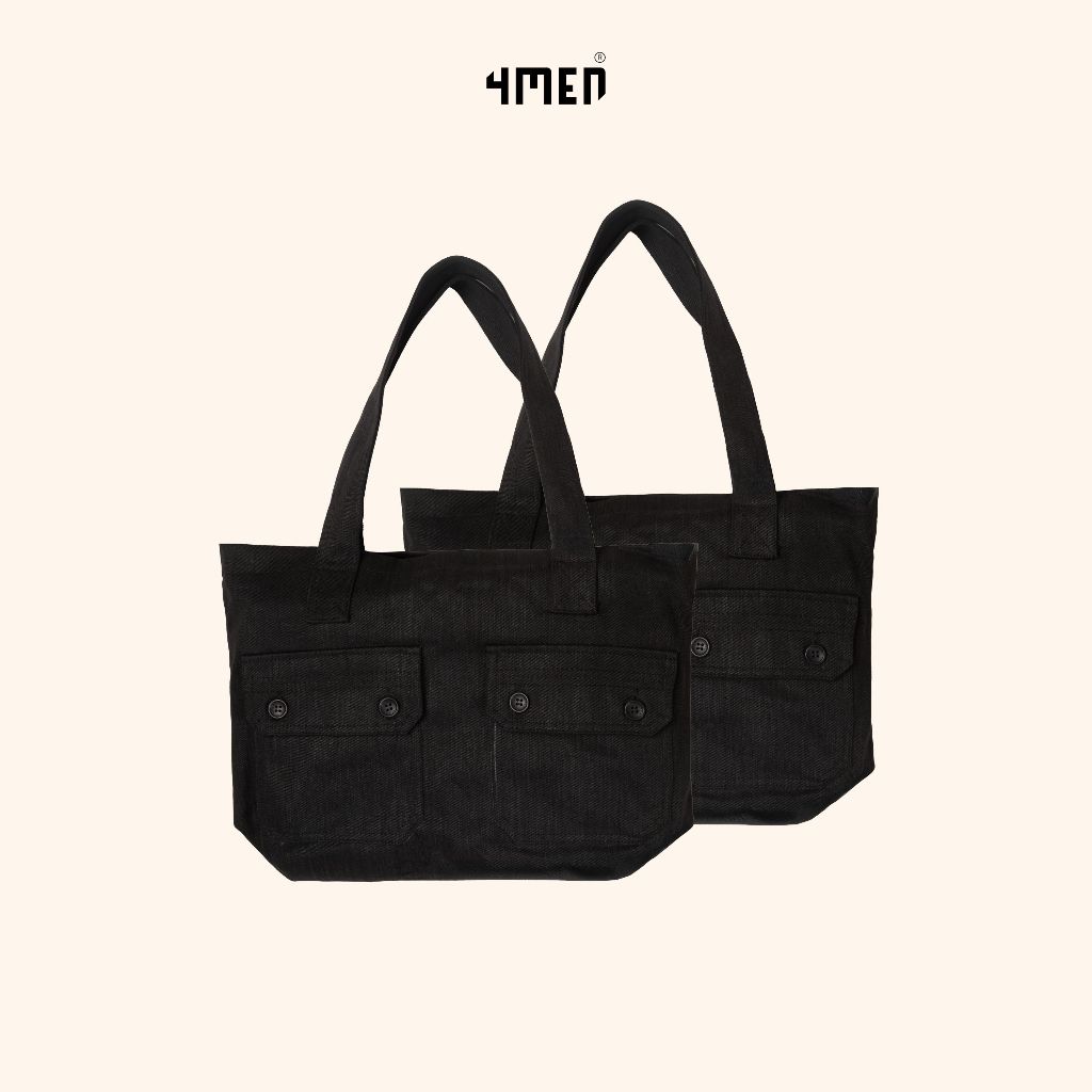 Túi tote thời trang phong cách trẻ trung 4MEN TX018 túi xách jean bền bỉ cứng cáp đứng form
