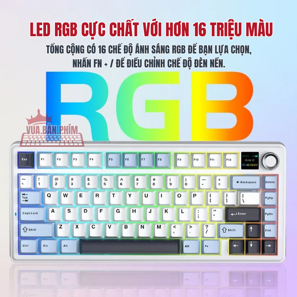 [Hàng Sẵn] Bàn phím cơ không dây Aula f75 max , màn hình tùy chỉnh , mạch xuôi, 3 mode, hotswap, led rgb, full foam | BigBuy360 - bigbuy360.vn