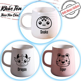 [12 CON GIÁP-EJ] Cốc sứ in hình 12 Con Giáp KHẮC TÊN theo yêu cầu cá nhân hoá quà tặng ý nghĩa