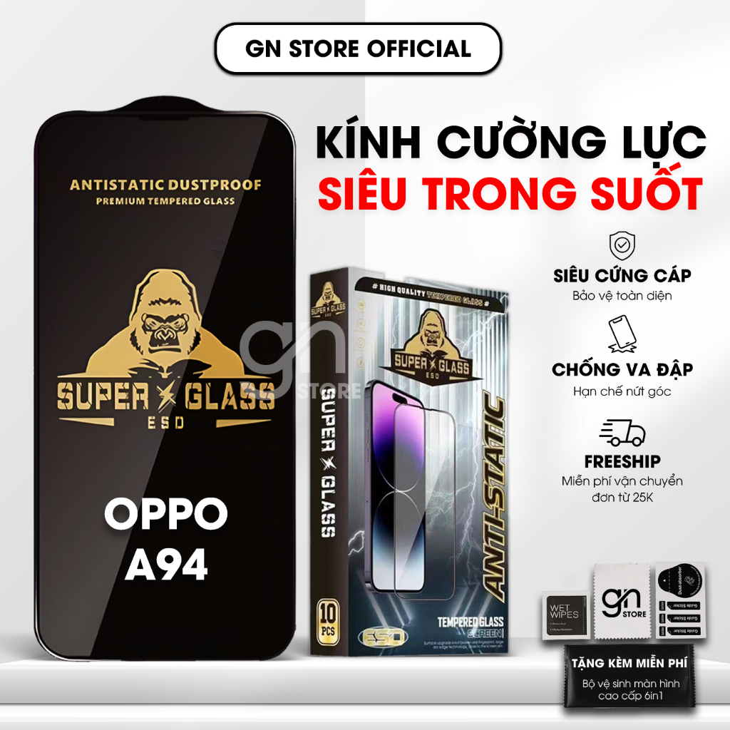 Kính cường lực Oppo A94 4G / A94 5G full màn, bảo vệ màn hình - GN STORE