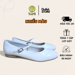 Giày Búp Bê Mary Jane Cao Cấp, Giày Búp Bê Quai Ngang Đế Bệt Bít Mũi Có Big Size Màu Trắng, Giày Xuất Xịn YAMI