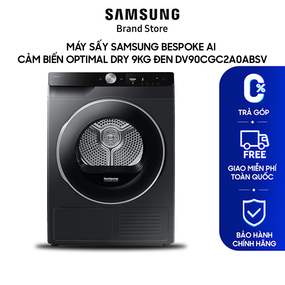 [MIỄN PHÍ VẬN CHUYỂN] Máy Sấy Samsung 9kg Bespoke AI -Cảm biến Optimal Dry, Đen DV90CGC2A0ABSV