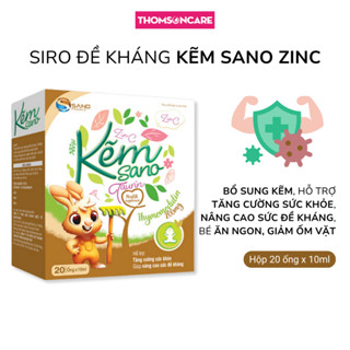 Siro tăng đề kháng cho bé Kẽm Sano Zinc - Giúp bé nâng cao sức khỏe, kích thích ăn ngon từ Thymomodulin - Hộp 20 ống