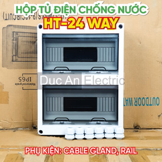 Tủ điện HT-24 WAY IP65 - Vỏ nhựa ABS, lắp nổi, chống nước và chống bụi, sử dụng trong nhà và ngoài trời (M1)