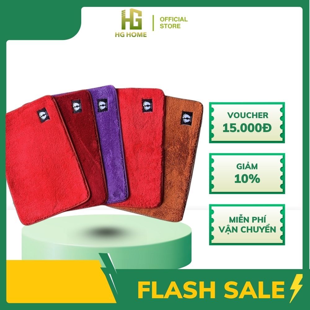 Thảm lau chân HGHOME hình chữ nhật chất liệu len mềm mịn dày dặn chống trơn trượt [ Hàng Cao Cấp ]