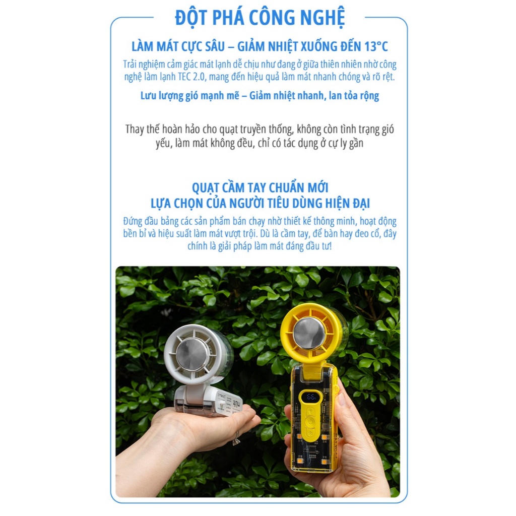 Quạt cầm tay băng lạnh100 cấp độ gió miLife F9P/ F11/ F16/ K75 | BigBuy360 - bigbuy360.vn