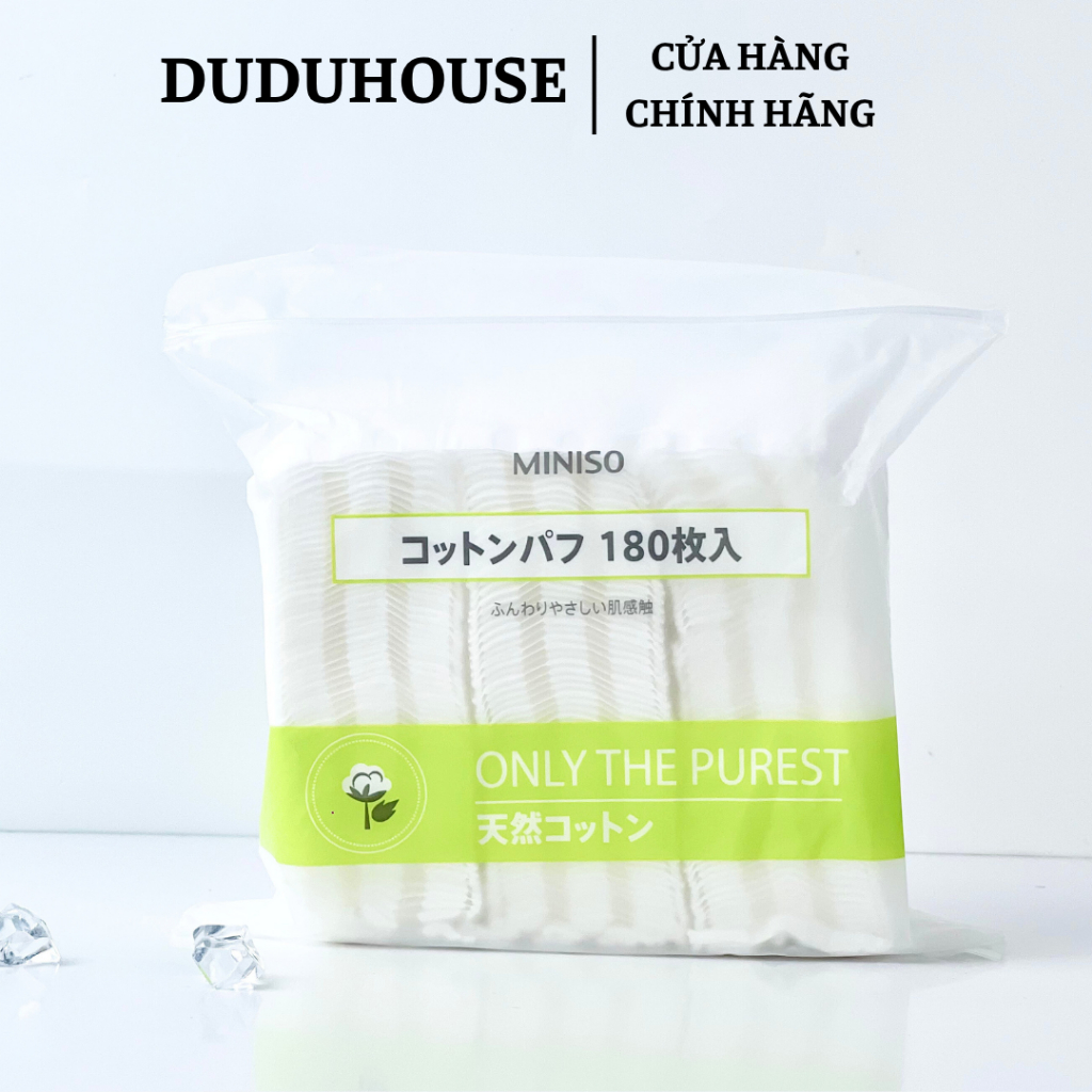 Bông Tẩy Trang Miniso 180 Miếng Cotton Không Xơ, Mềm Mại Dịu Da