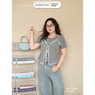 Áo thun phối áo 2 dây ren BIGSIZE (55kg đến 95kg) – 25HYAP091 - [BU Bigsize Young]