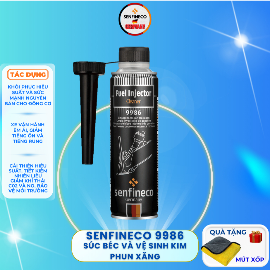 Súc Béc Và Vệ Sinh Kim Phun Xăng Senfineco 9986 nhập khẩu Đức 300ml - CHÍNH HÃNG - HSD 5 năm SENFINE
