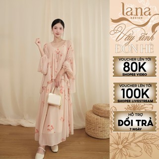  Set váy THUẦN TÚC thiết kế LA.NA DESIGN chất chiffon Hàn in hoa bánh bèo nữ tính hoạ tiết hoa - SV6704 