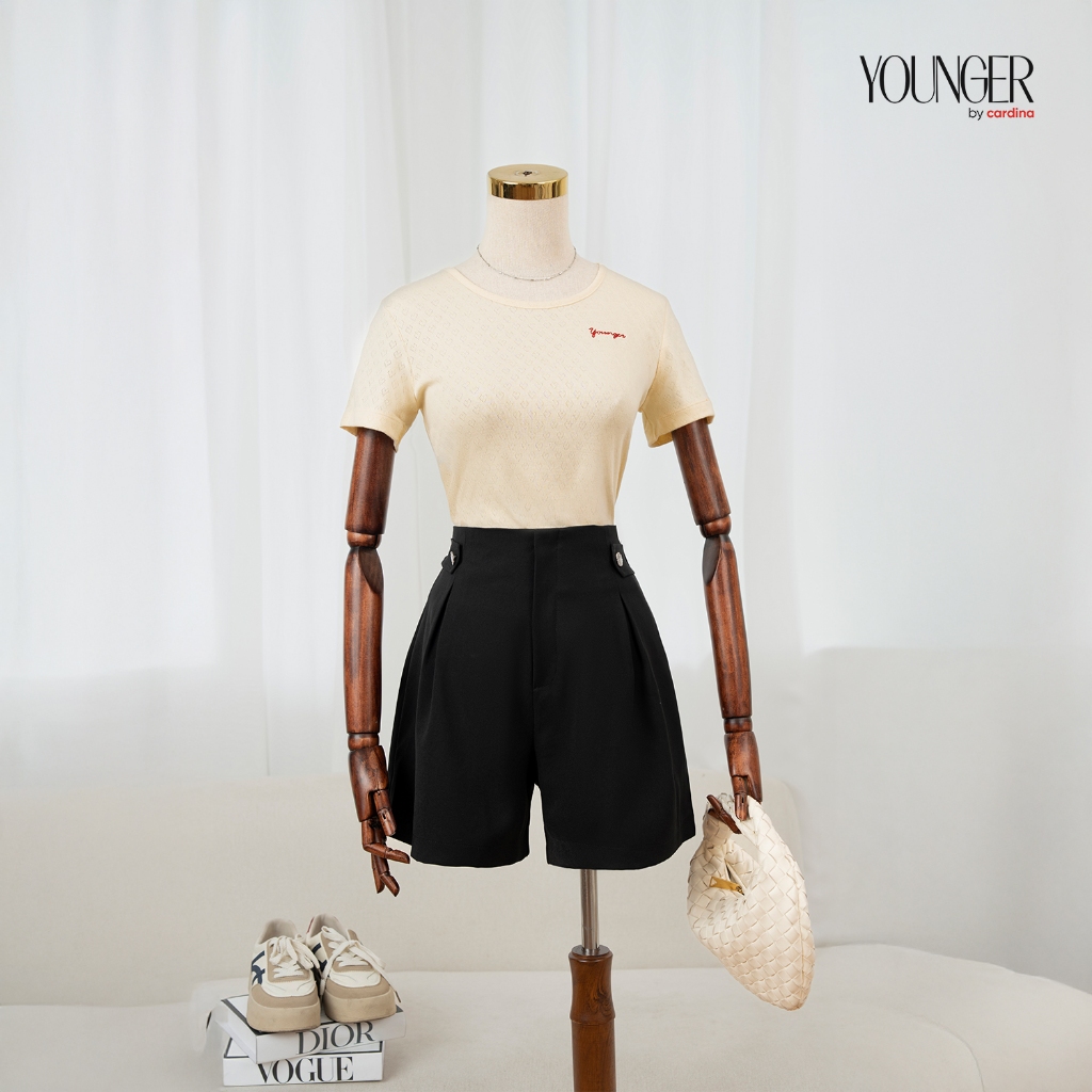 Áo thun nữ YOUNGER BY CARDINA chất cotton thêu ngực 5YATC18