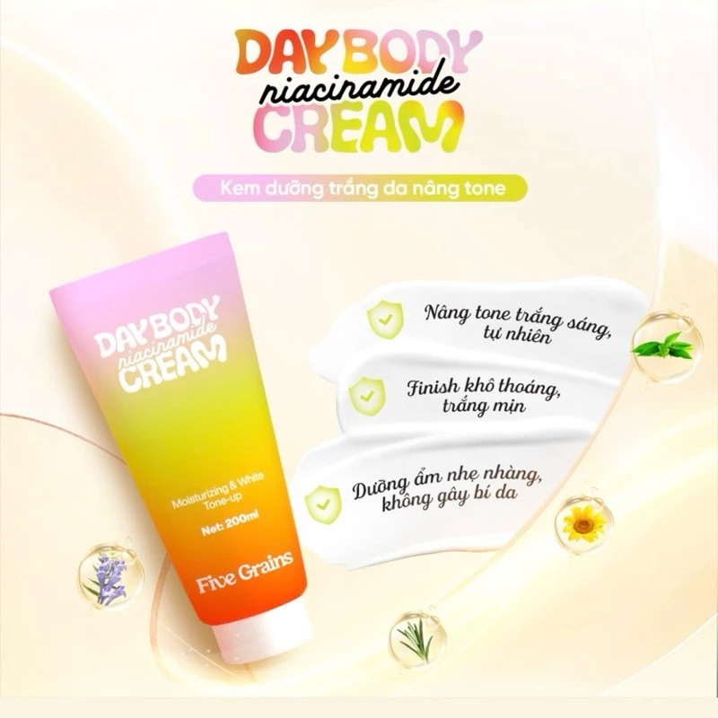 Kem Dưỡng Trắng Da Ban Ngày Five Grains 200ml – Nâng Tone, Chống Nắng, Niacinamide & Alpha-Arbutin