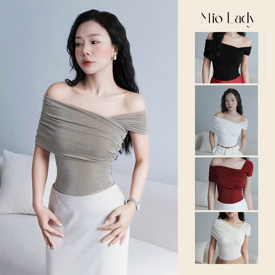 Áo Thun Lệch Vai Ngắn Tay, Áo Mặc Được Nhiều Kiểu, Chất Nhún Nhũ Co Dãn MioLady | BigBuy360 - bigbuy360.vn