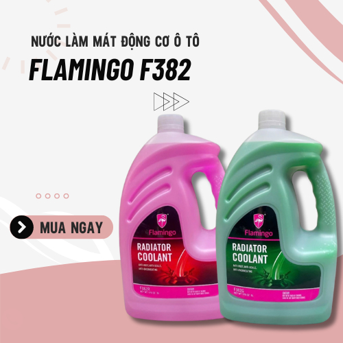 Nước làm mát động cơ ô tô, xe hơi chuyên dụng màu Xanh/Đỏ FLAMINGO F382 dung tích 5 lít