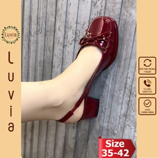 Giày cao gót 5 phân phối nơ dễ thương bít mũi Luvia X202CG (Giày form rộng, chân gầy mỏng lùi 1 size)