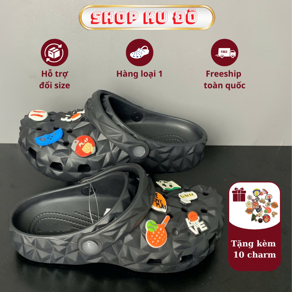 Dép sục bít đầu kim cương Unisex nam và nữ, dép đế cao 2-3cm