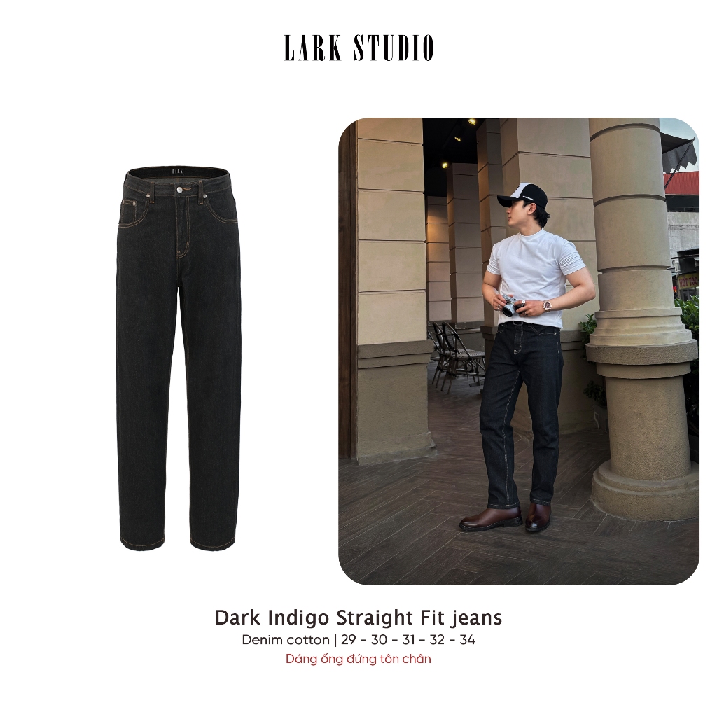 Quần jeans ống đứng nam Straight Fit Jeans by Lark Studio, ông suông nhẹ tôn dáng, thoải mái