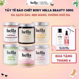 Tẩy tế bào chết body Hella Beauty 500g giúp làm sạch sâu hỗ trợ dưỡng sáng da