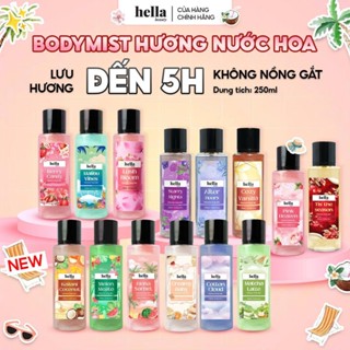 Xịt thơm body mist hương nước hoa Hella Beauty 250ml lưu hương lâu, an toàn cho da nhạy cảm