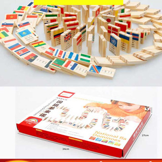 Đồ chơi gỗ Domino 100 Lá Cờ Các Quốc Gia Các Nước Trên Thế Giới