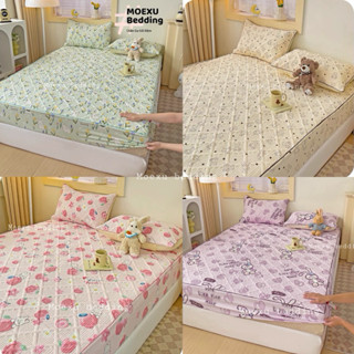 Bộ ga gối cotton thun đũi trần bông thấm hút mồ hôi , combo 3 món ga giường vỏ gối đũi cotton chất liệu thoáng mát