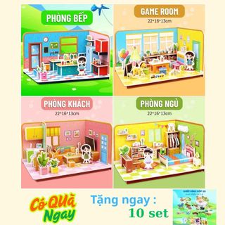  Bộ tranh ghép 3D mô hình ngôi nhà bằng giấy xốp giúp bé phát triển tư duy sáng tạo tính kiên trì 