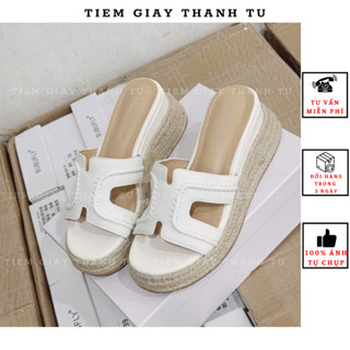 Q2180-1 Dép nữ đế xuồng cói da sần mềm hàng MIJILI  hàng QCCC fullbox