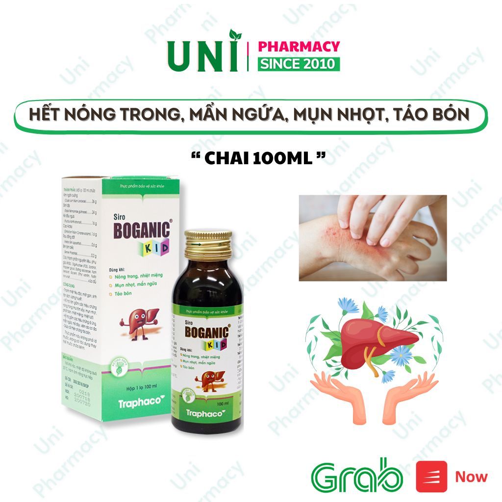 ✅(Chính Hãng) Boganic Kid hỗ trợ mát gan thanh nhiệt giảm mẩn ngứa rôm sảy cho bé(lọ 100ml)