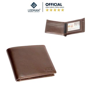 [ CÓ KHẮC TÊN ] Bóp Nam Da Bò Thật LEEMAN V128 Cao Cấp, Miễn Phí In Hình, Full Hộp Làm Quà Tặng Sang Trọng