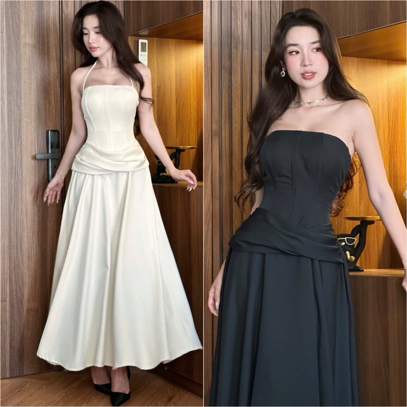  Đầm Corset  3  Cúp Xoè Hai Dây Yếm Hai Màu Đầm Đi Tiệc 