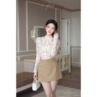 Set Khiết Fashion gồm áo ren hoa và chân váy bò ép keo phong cách thanh lịch nhẹ nhàng KS76