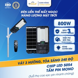  Đèn Đường Năng Lượng Mặt Trời Liền Thể TP SOLAR Công Suất 800W Siêu Sáng Chiếu Sáng 350m2 Cảm Biến Chuyển Động TP-LT800 