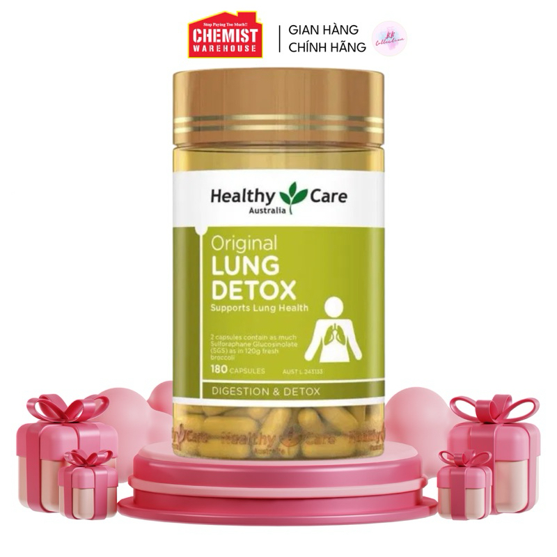 Thải độc phổi Lung detox healthycare 180 viên Úc