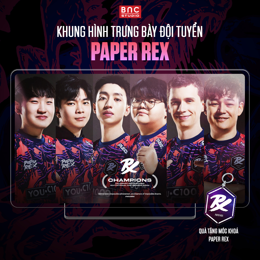 Khung Ảnh Đội Tuyển Paper Rex Valorant tặng kèm móc khoá PRX - Trang Trí Bàn Làm Việc, Trưng Bày Dec