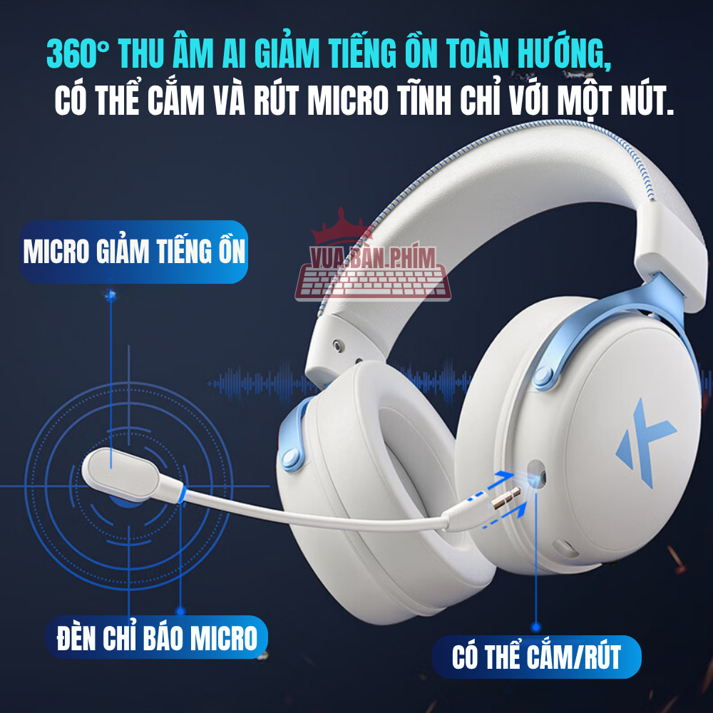 Tai nghe Mchose V9 PRO không dây bluetooth gaming 3 Chế Độ Kết Nối, Âm Thanh Vòm 7.1, Chống Ồn, Pin 250H, Nhẹ 250gram | BigBuy360 - bigbuy360.vn
