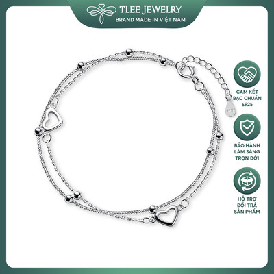 Lắc tay bạc nữ TLEE tim rỗng dây kép cao cấp TLEE JEWELRY LT0162