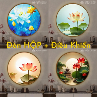    Đèn Sáng full tranh  Tranh Hoa Sen Đèn Hộp để sau tượng phật trang trí phòng thờ spa dưỡng sinh 
