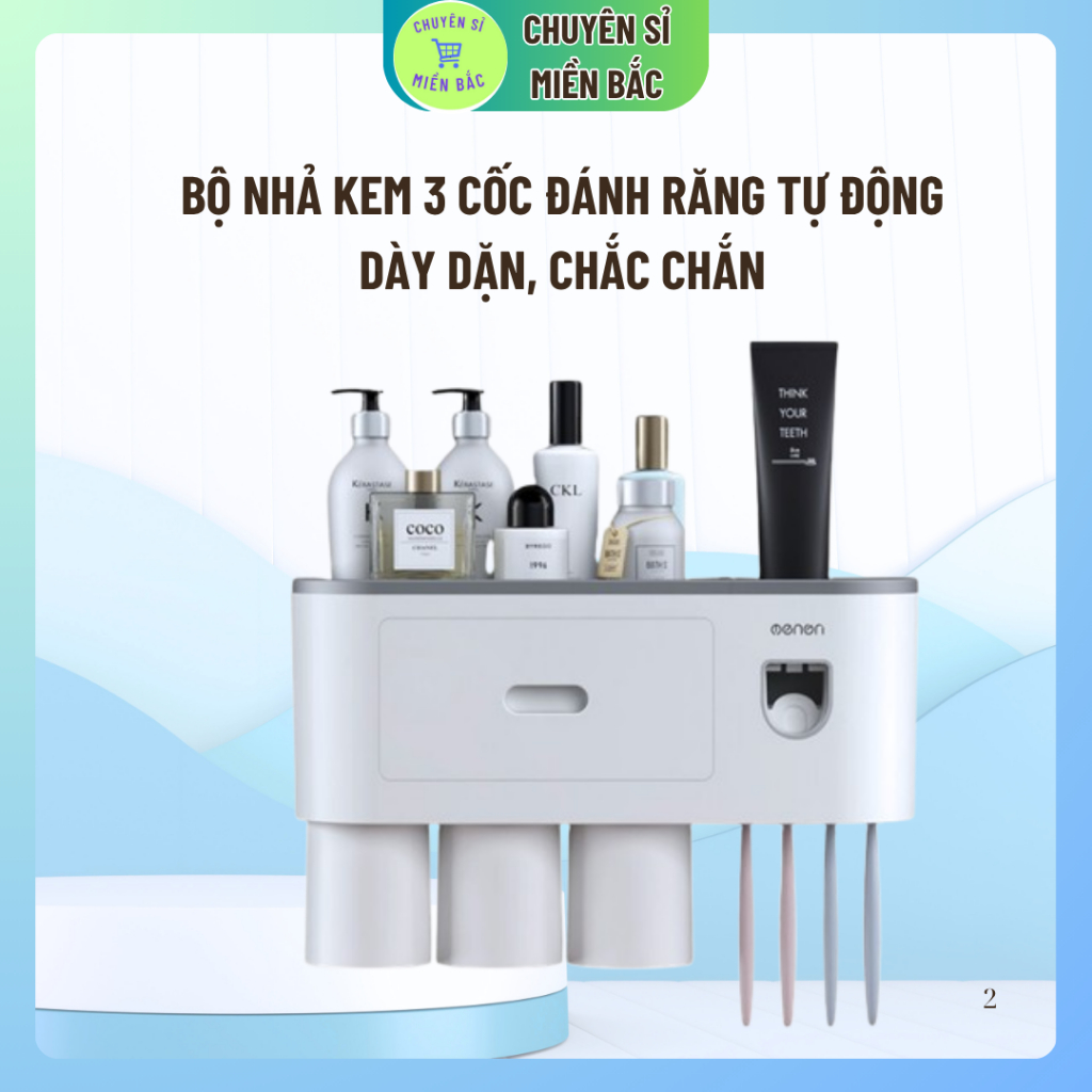 Bộ nhả kem 3 cốc Đánh Răng Tự Động OENON Chính Hãng, Kệ Phòng Tắm Thông Minh Cao Cấp